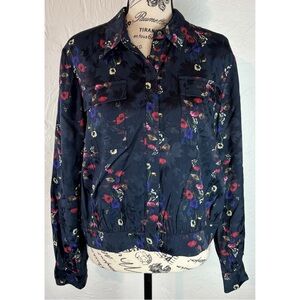 ALLSAINTS NWT Adeliza Spirit Black Floral Blouse, size Medium